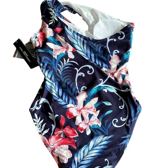 Carmen Marc Valvo One-Shoulder Cutout One-Piece Swimsuit size 8 NEW - Picture 2 of 13